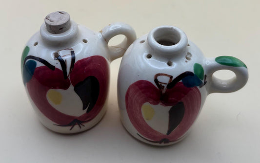 Vintage Purinton Pottery Hand Painted Green and Blue Leaves Salt & Pepper Shakers Apple Motif Ceramic Lover Antiques and Vintage