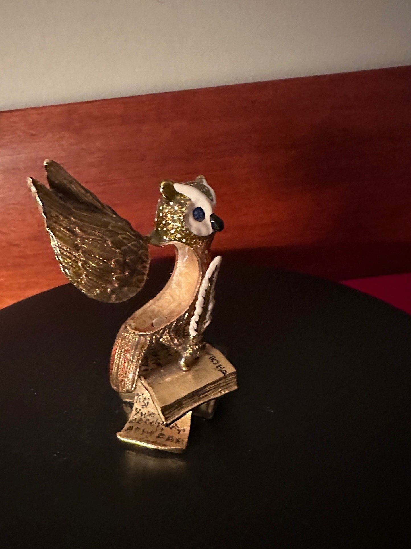 Vintage Enameled Owl Trinket Box on Books: Unique Owl Collection