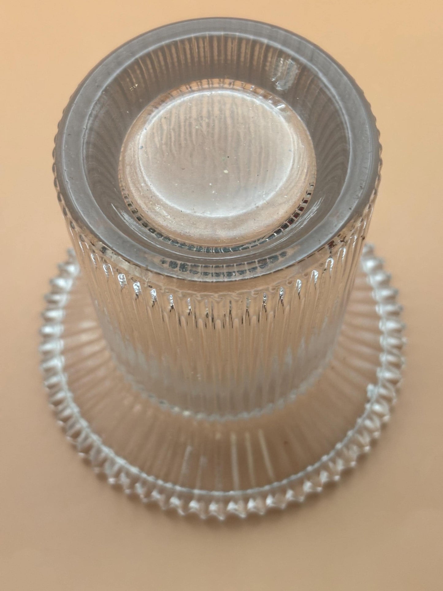 Vintage  Clear Glass Ribbed Candle Holder Vase Reversible Votive Pillar Candleholder Lover Antiques and Vintage