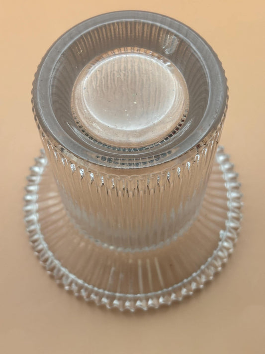 Vintage  Clear Glass Ribbed Candle Holder Vase Reversible Votive Pillar Candleholder Lover Antiques and Vintage