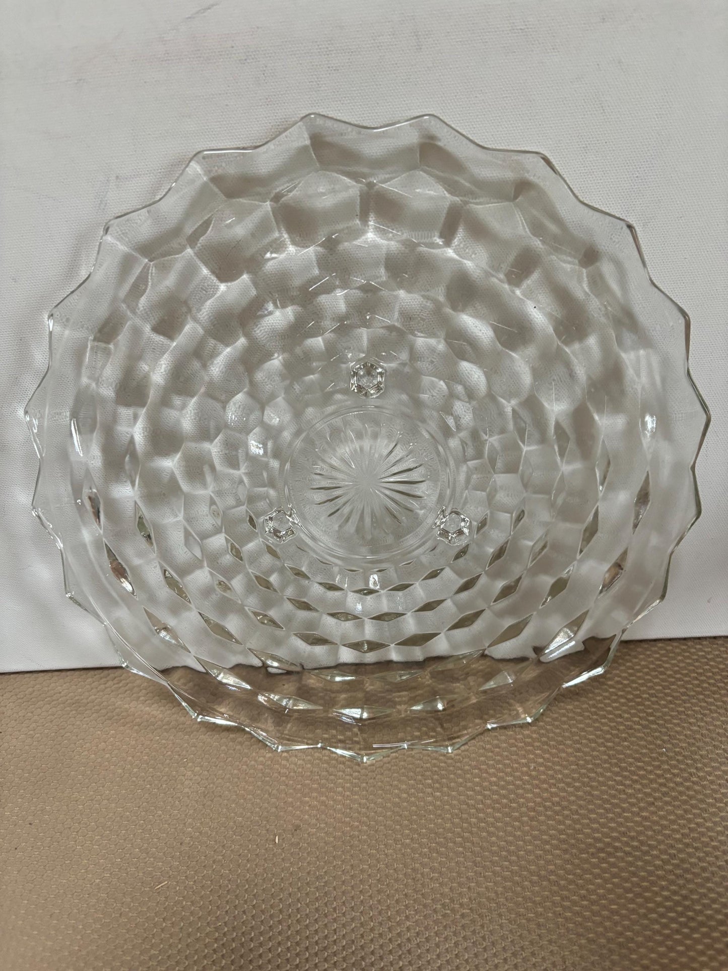 Vintage Fostoria Glass 3-Footed Dish: Large Glass Platter