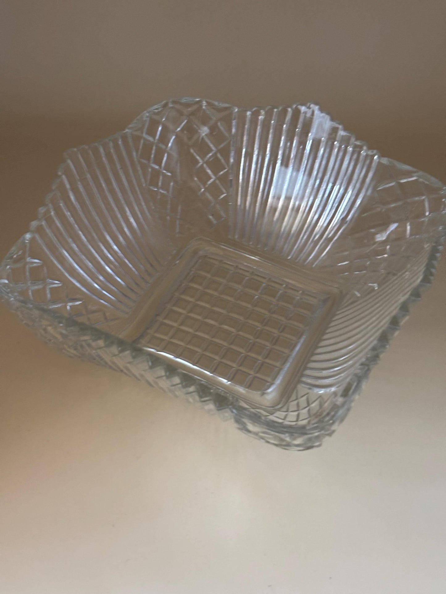 Crystal Square Candy Dish, Art Deco Tray Caddy, Serving Dish for Candies, Nuts, Small Treats