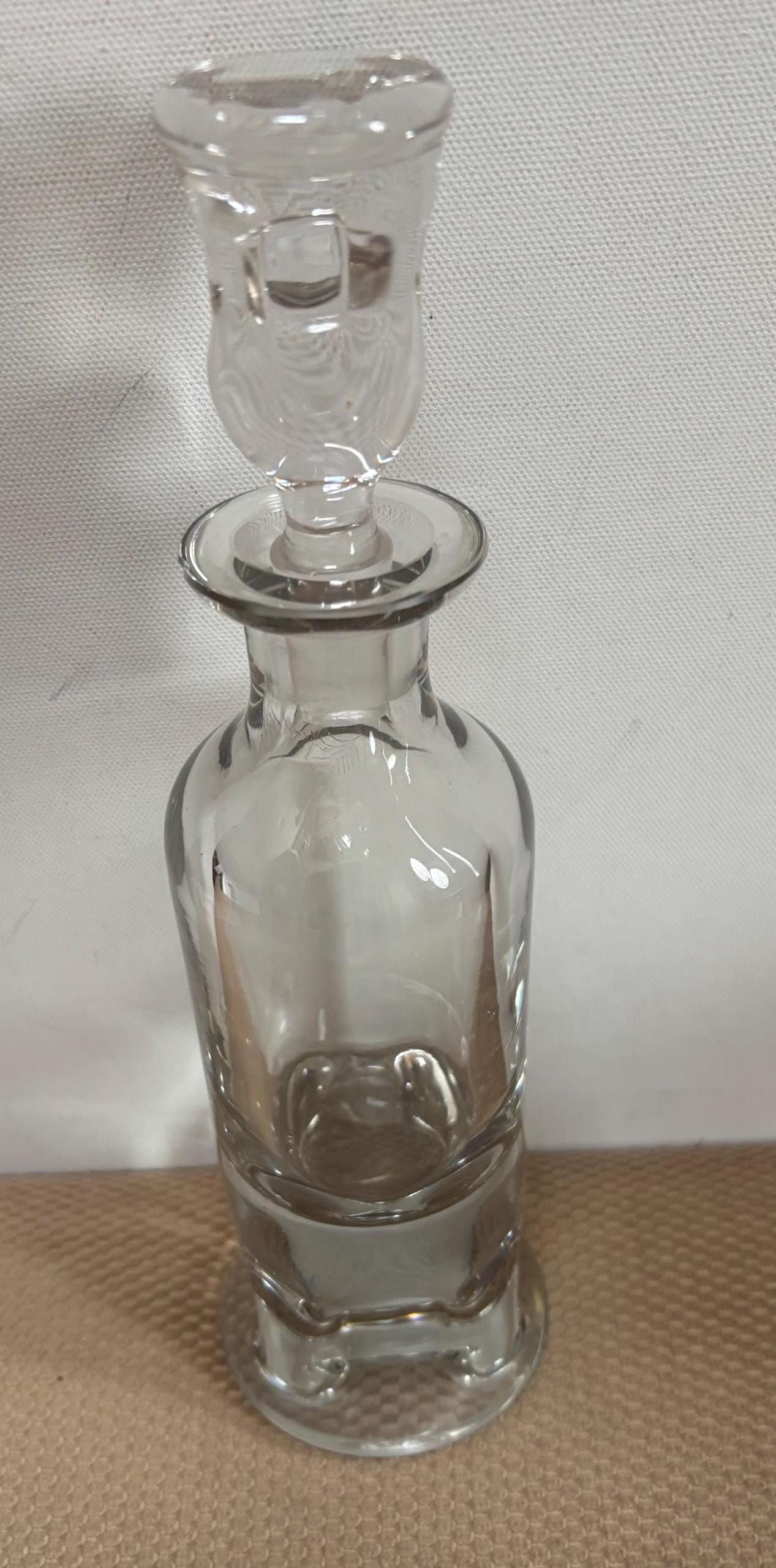 Vintage Crystal Glass Decanter with Stopper: Tall Wine Bottle