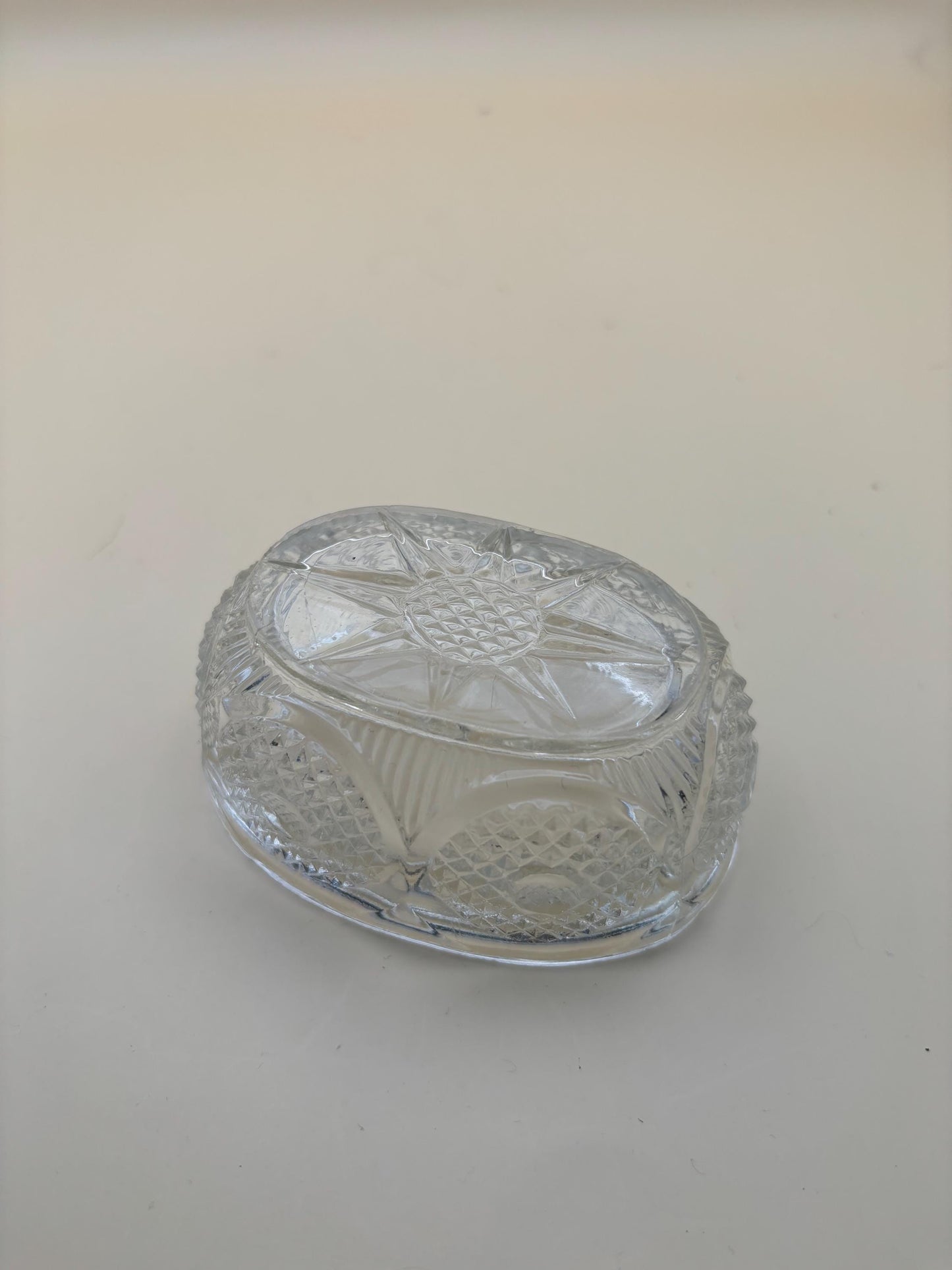 Vintage Small Crystal Bowl with Sunburst Design on Bottom Lover Antiques and Vintage