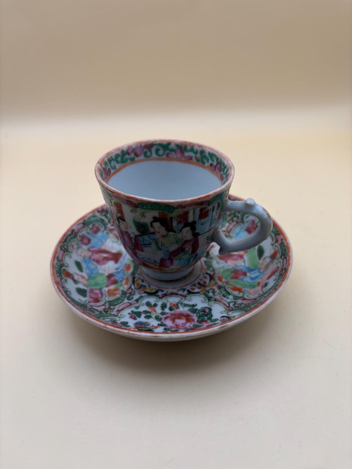 19th Century Canton Chinese Teacup and Saucer Lover Antiques and Vintage