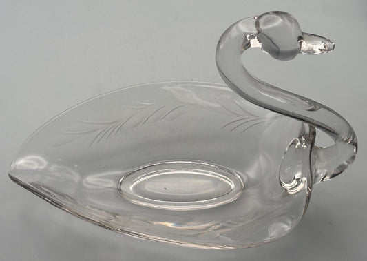 Vintage Swan Candy Dish Large Glass Trinket Bowl Lover Antiques and Vintage