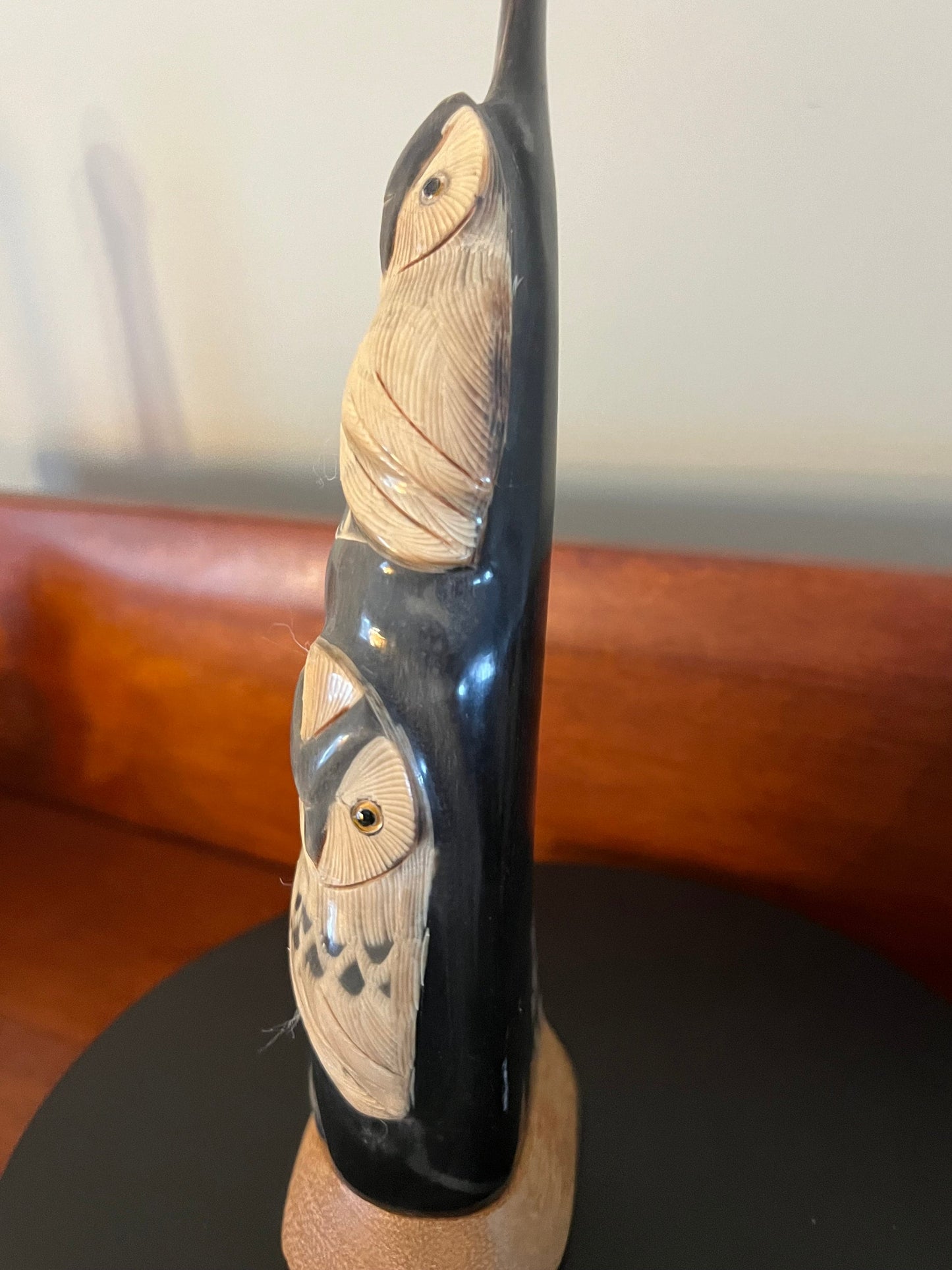Vintage Twin Owls Sculpture, Hand Carved and Painted Owl Duo Figurine, Lover Antiques and Vintage