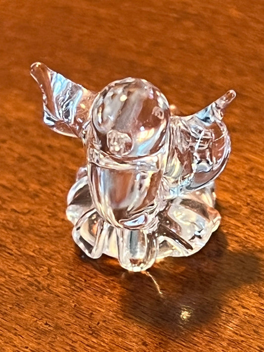 Vintage Art Glass Bird Figurine: Tiny Clear Glass Collectible (3/4")