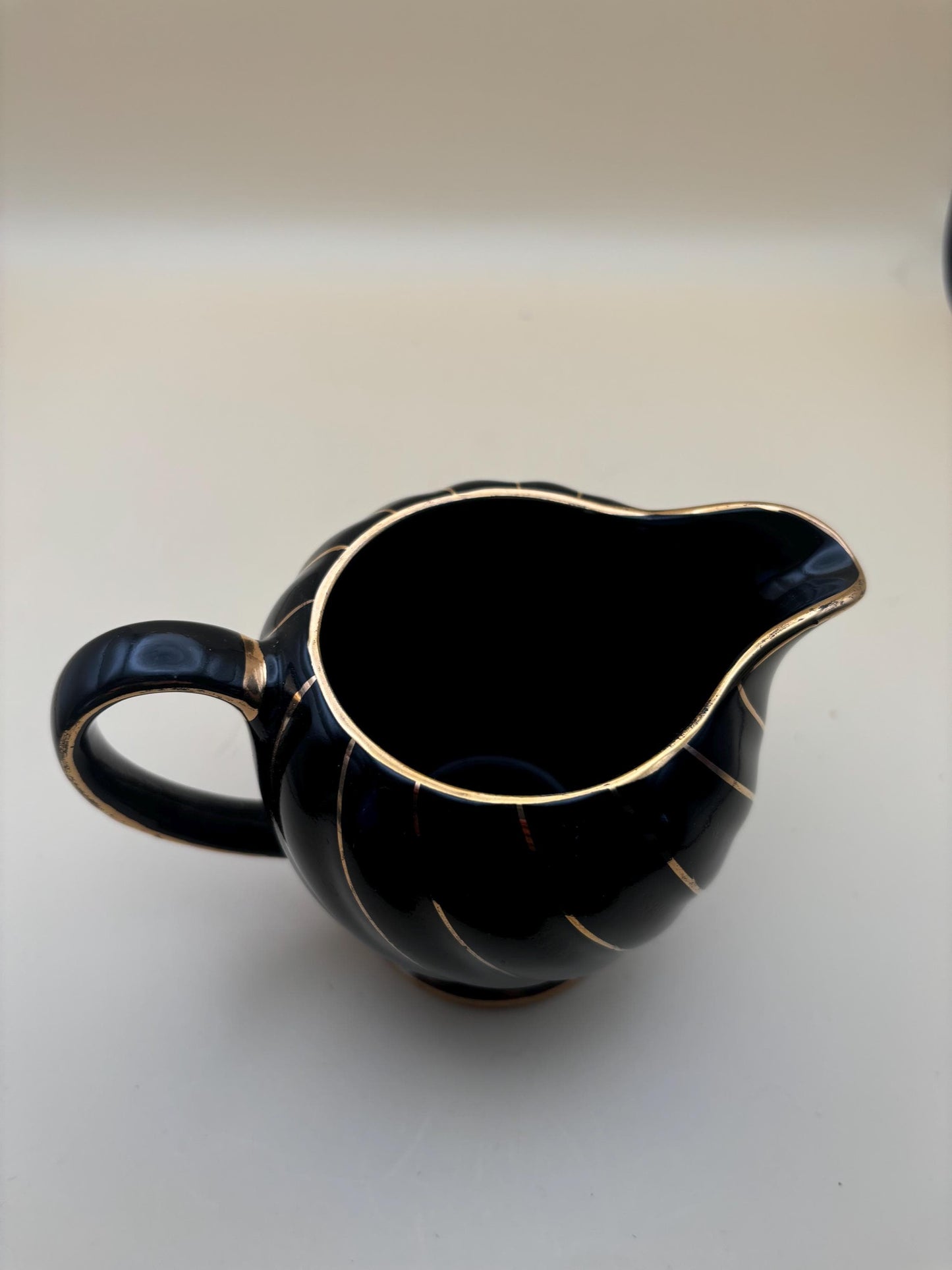 Vintage Sandler England Black and Gold Creamer Lover Antiques and Vintage