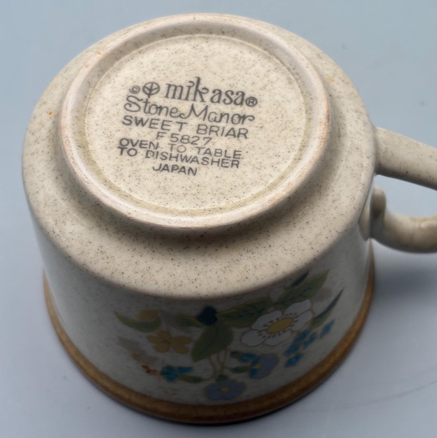 Vintage Mikasa Coffee Cup Stone Manor Stoneware Tan Speckle With Brown Trim Lover Antiques and Vintage