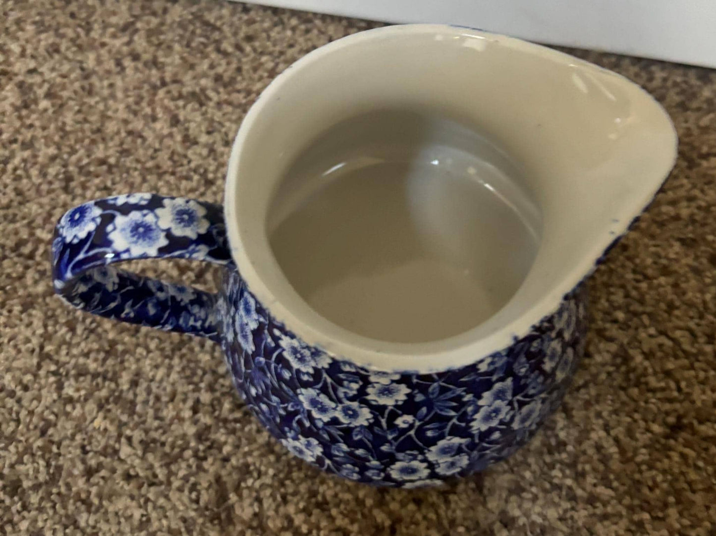 CALICO Blue Flower Pitcher Royal Crownford Ironstone England Blue and White Floral Transferware Lover Antiques