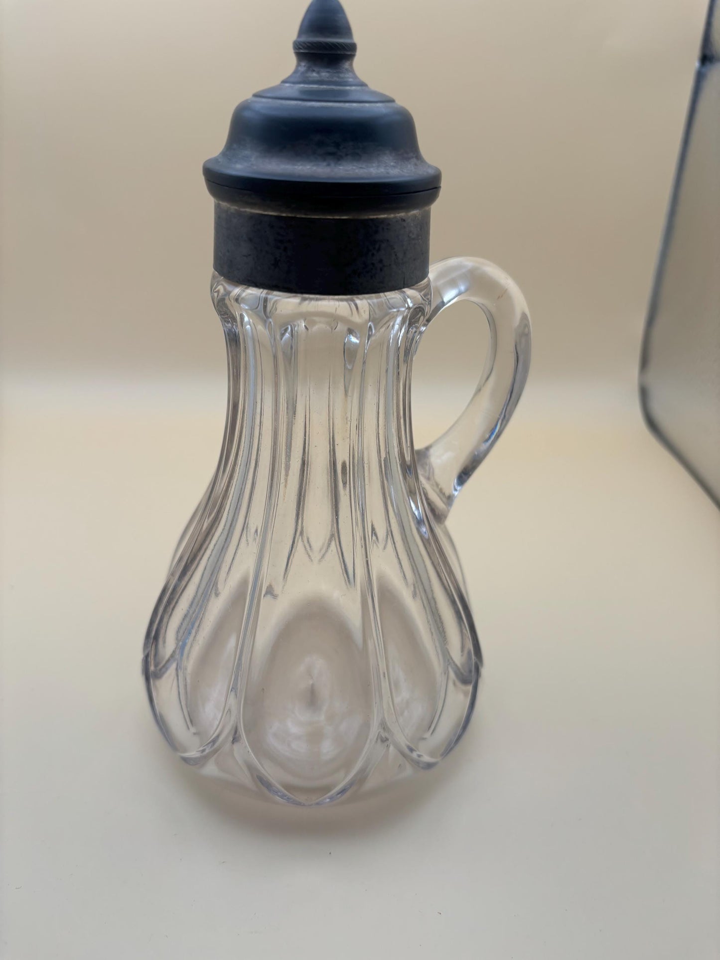 Antique Sandwich Glass Syrup Pitcher Crystal Etched Glass Jug Lover Antiques and Vintage