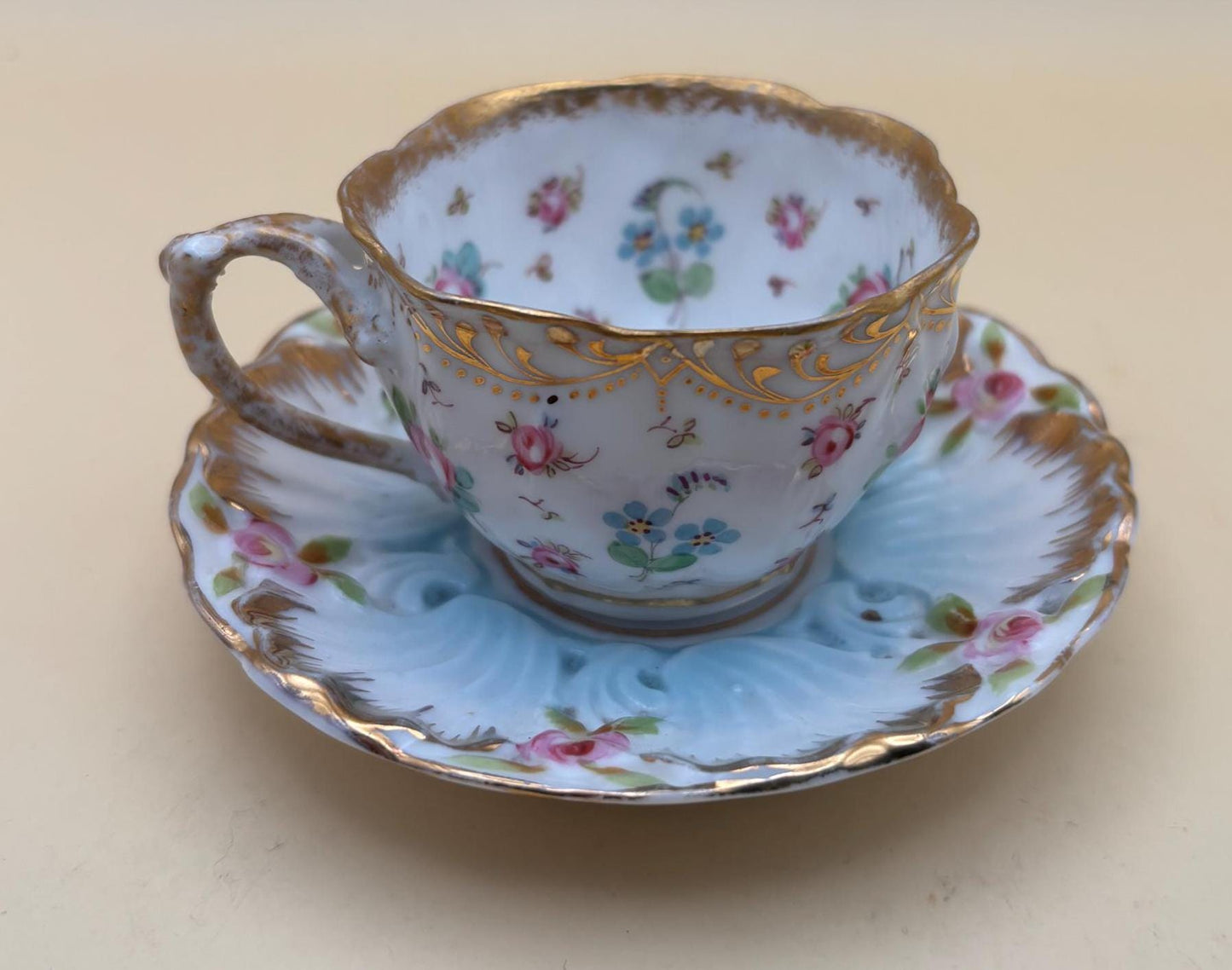 Vintage Demi Cup and Saucer Hand Painted Lover Antiques and Vintage