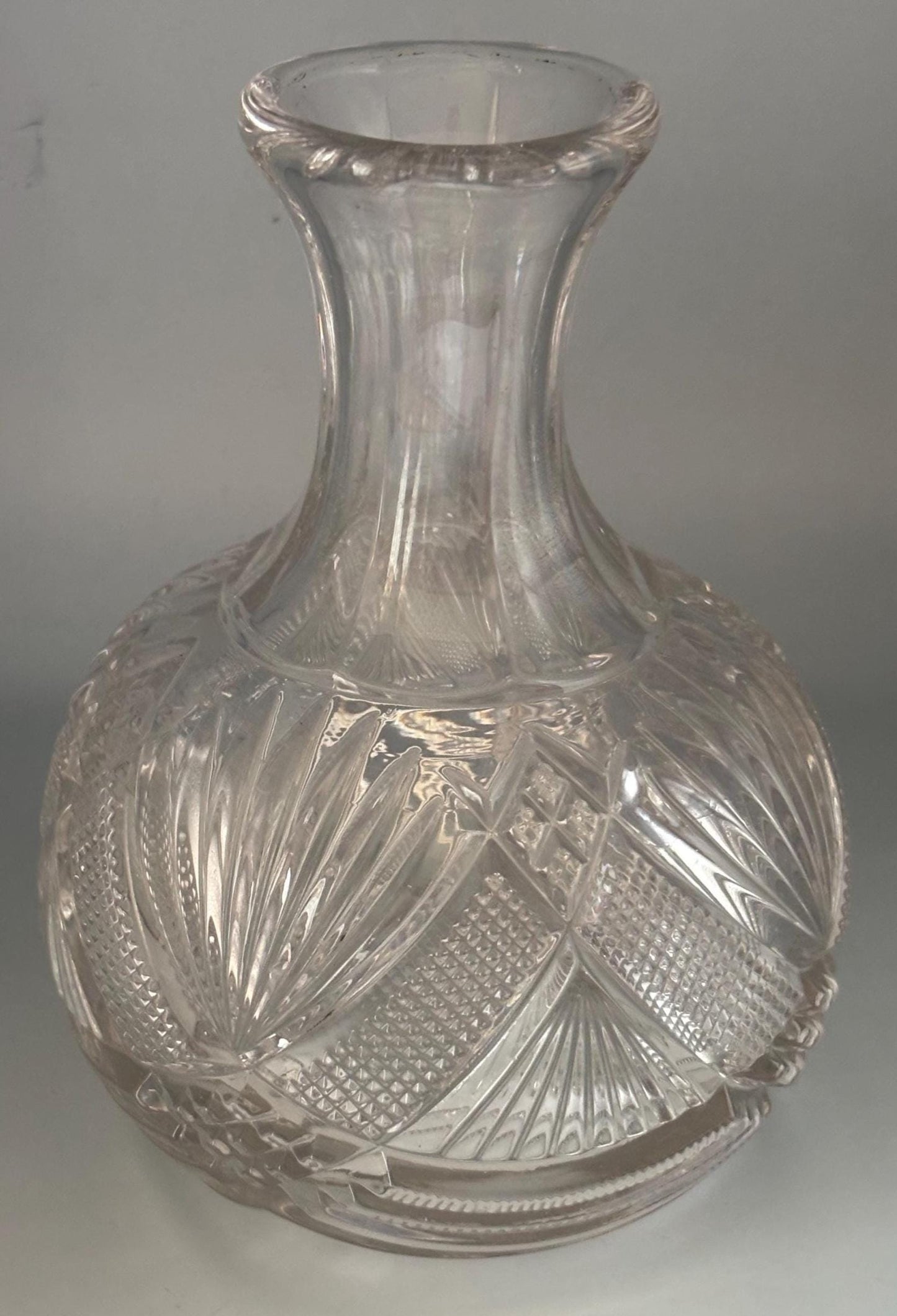 Antique Crystal Water Carafe: Duncan and Sons #28 Diamond Sunburst Design