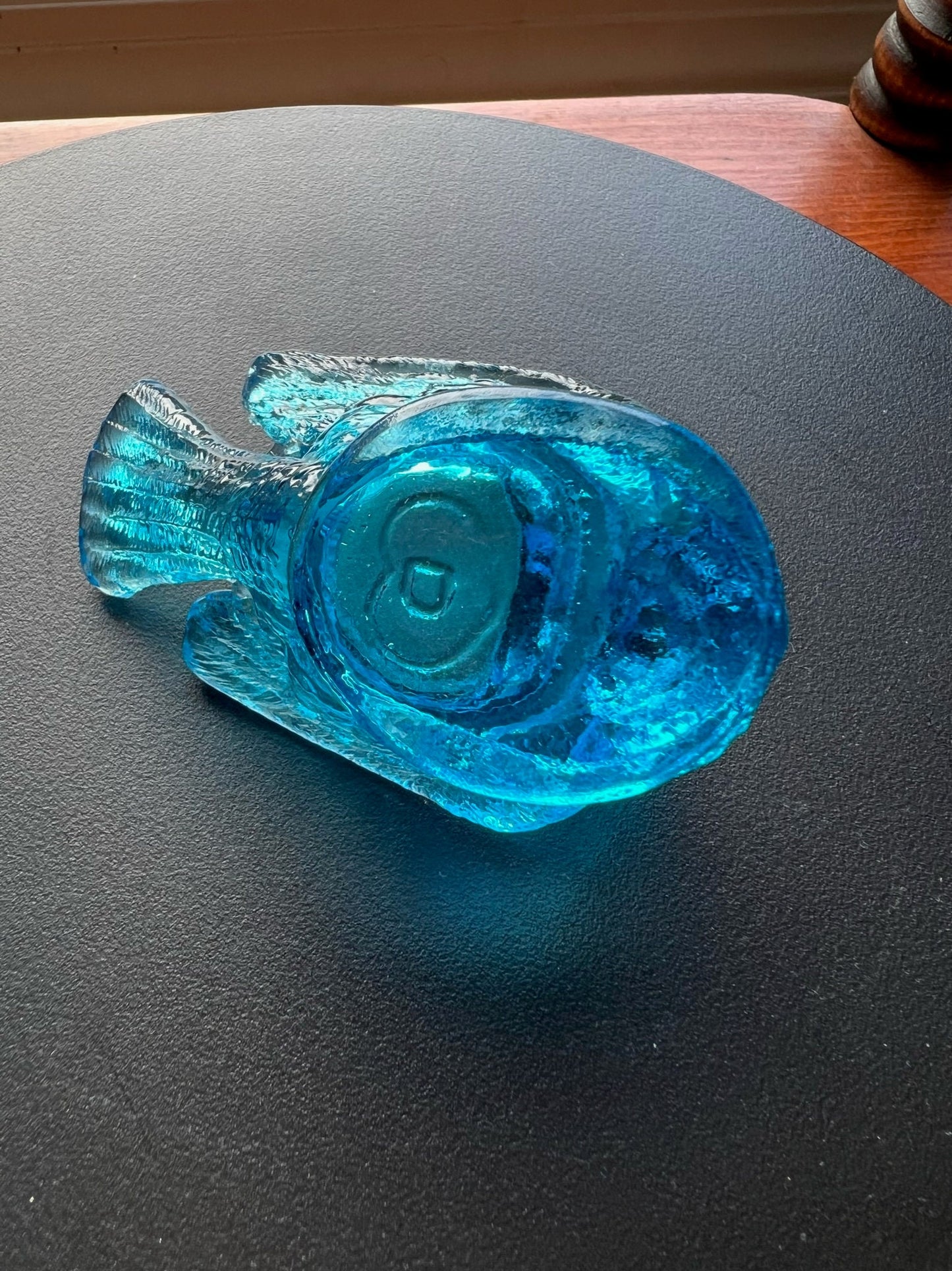 Vintage Blue Degenhart Glass Rooster Salt Cellar Dish
