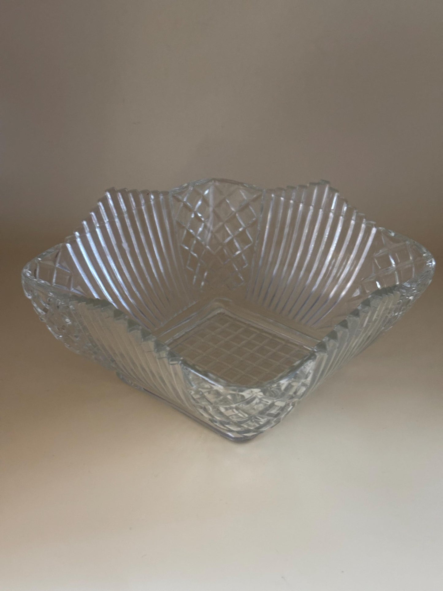 Crystal Square Candy Dish, Art Deco Tray Caddy, Serving Dish for Candies, Nuts, Small Treats