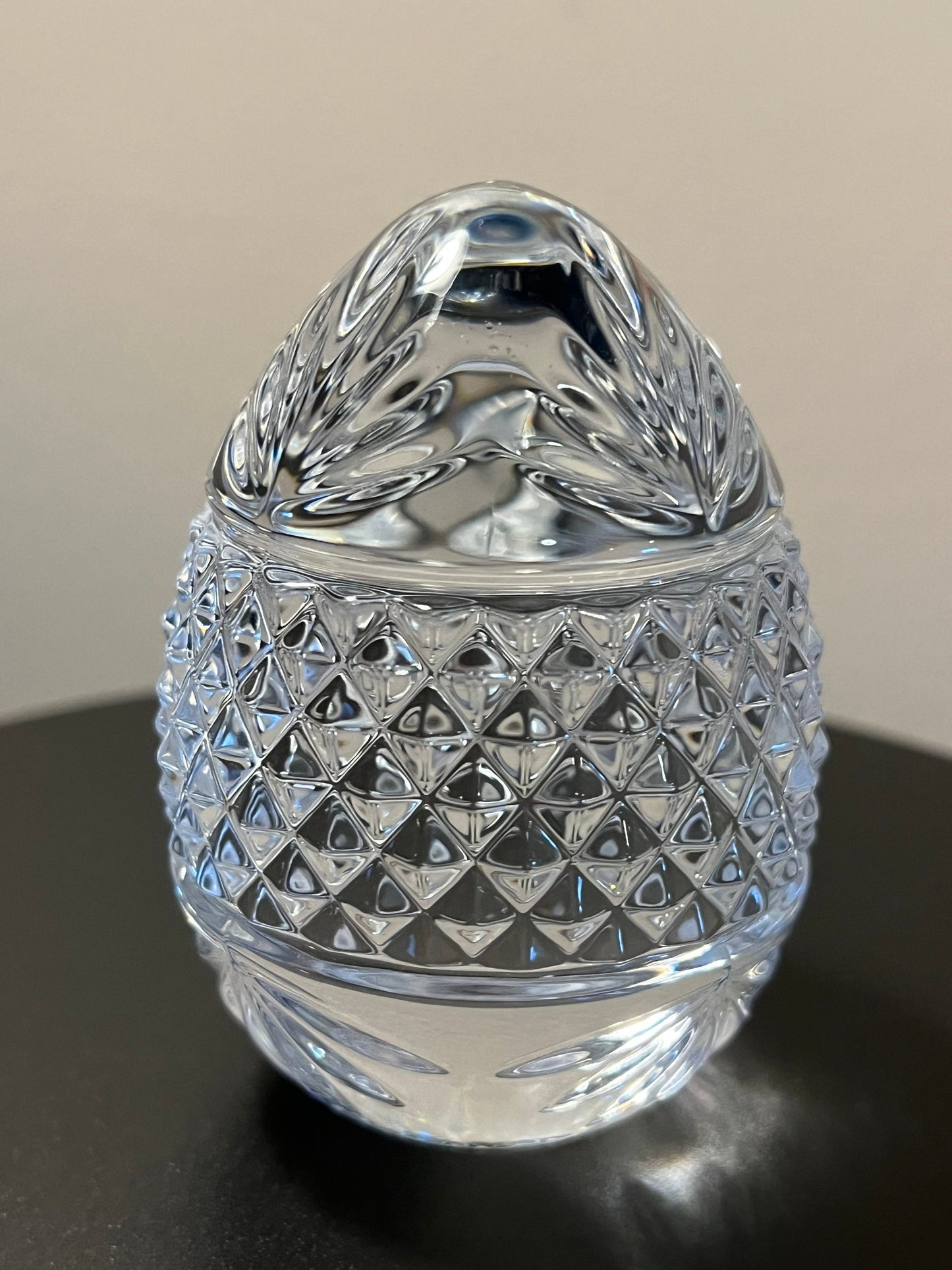 Vintage Crystal Egg Paperweight: French Cut Glass Art