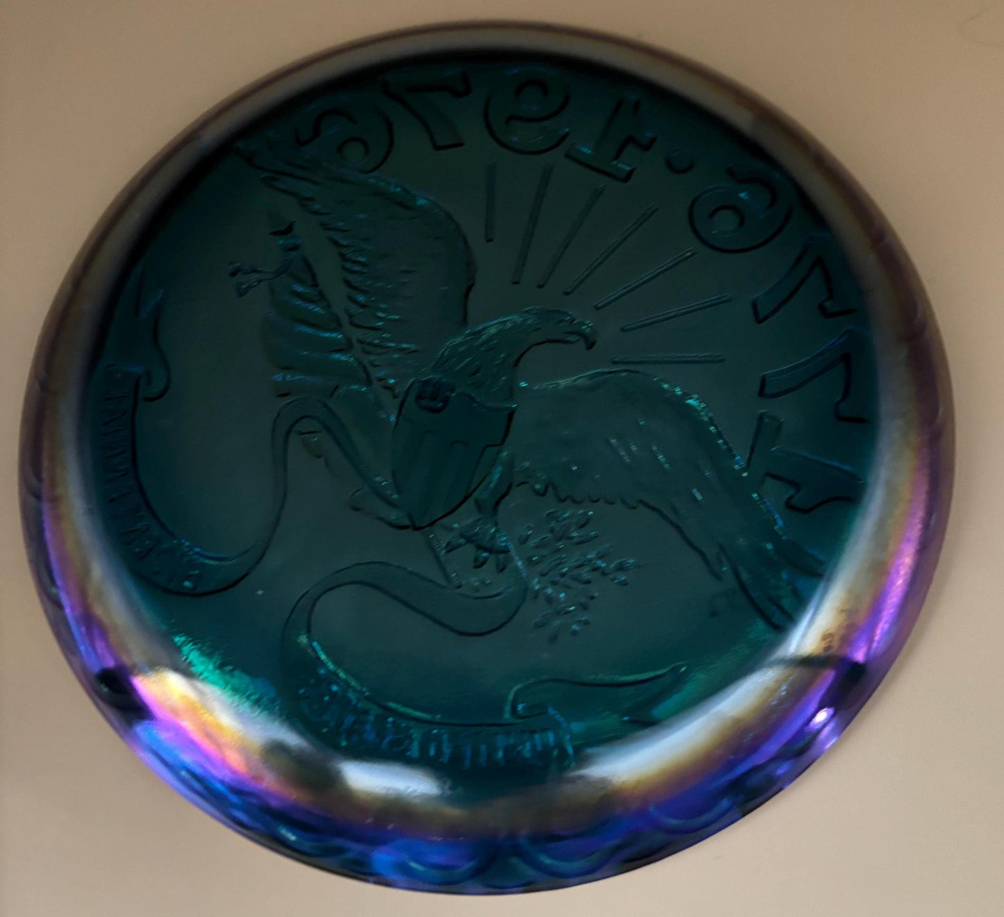 Vintage Fenton Carnival Glass Plate American Bicentennial Iridescent Collectible Platter Lover Antiques and Vintage
