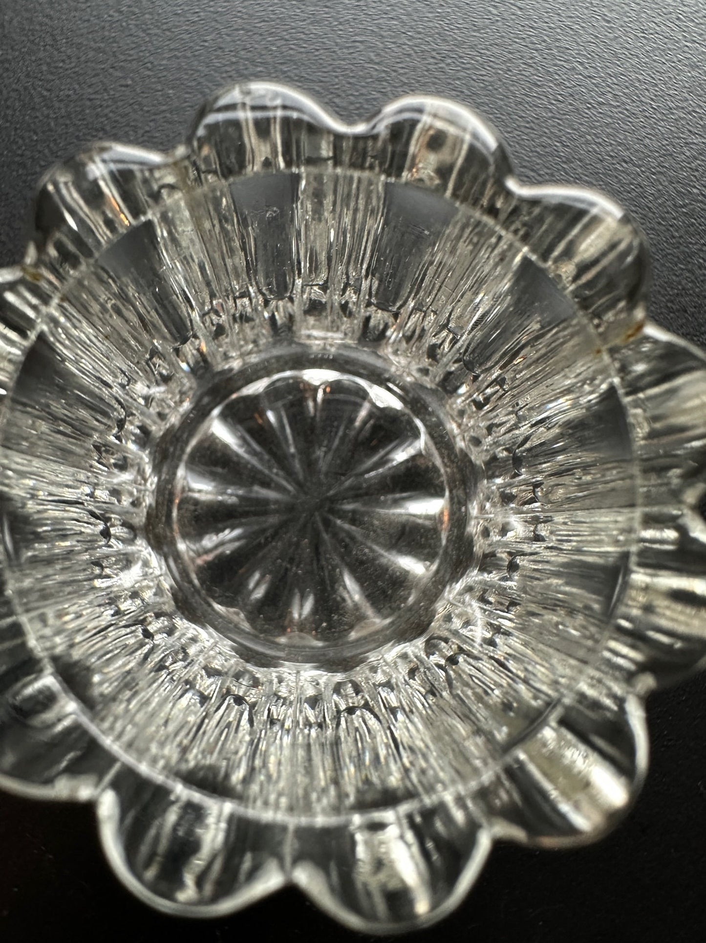 Vintage Clear Cut Glass Votive Candle Holder: 1940s Crystal Dish