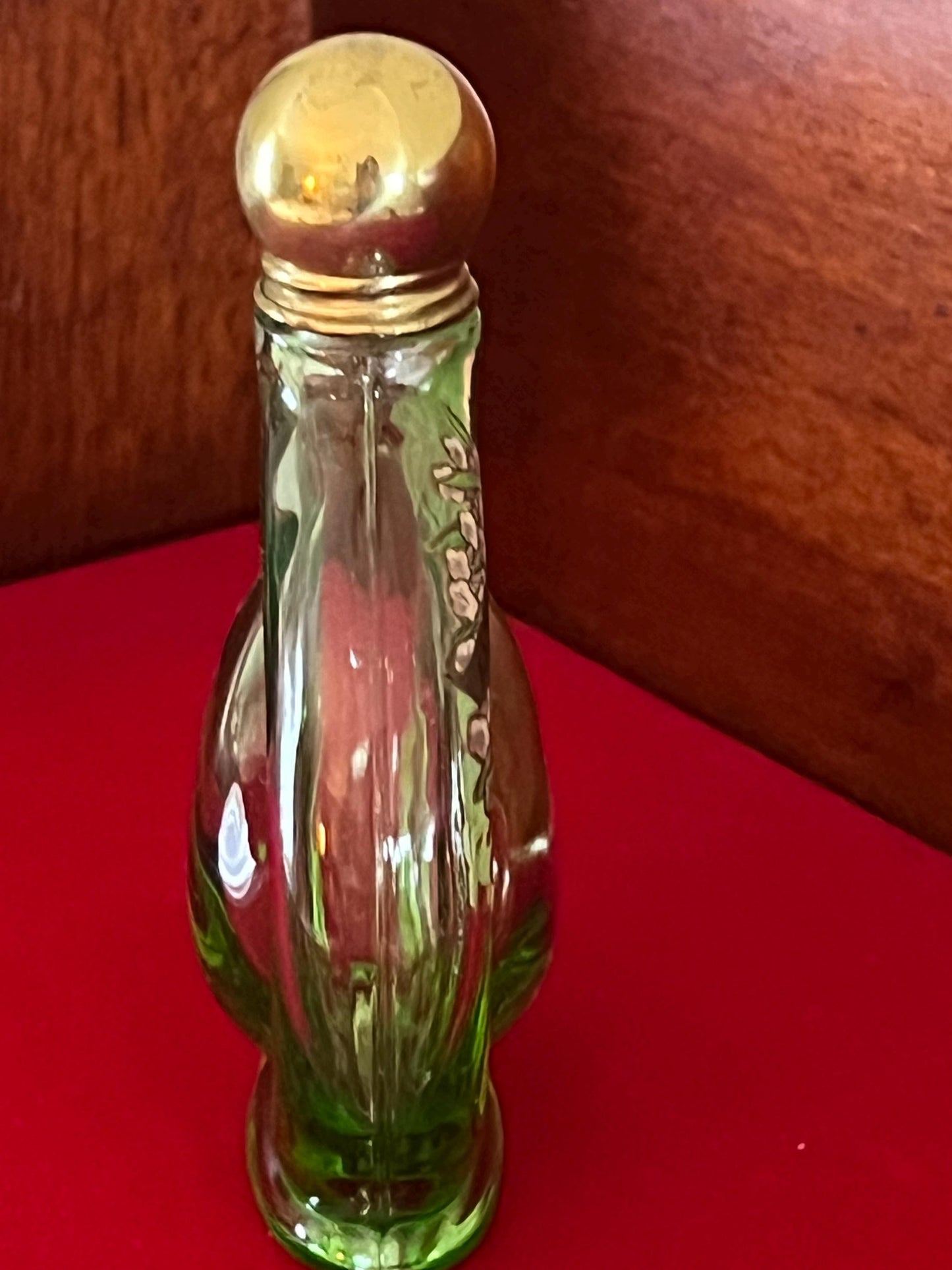 Vintage Green Glass Rheinisch Lavendel Lavender Perfume Bottle No. 4711 Pretty Parfum Round Bottle Lover Antiques and Vintage