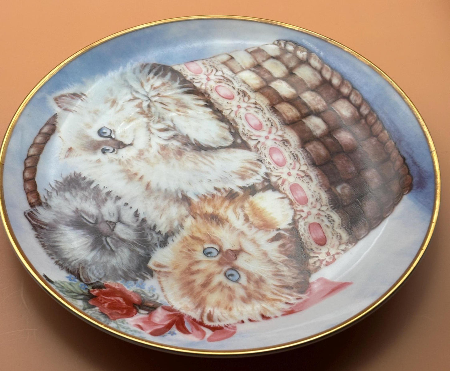 Franklin Mint Three Little Kittens Plate, Cat Collection #B1081, Lover Antiques and Vintage