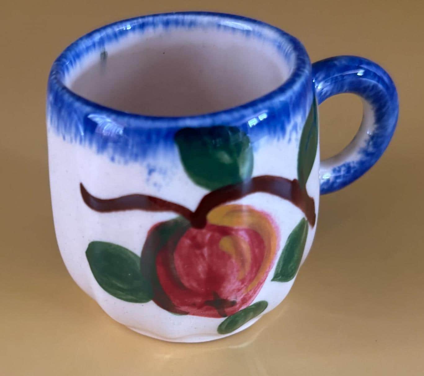 Vintage Gabrielle Fourmaintraux Breeze Pierrick Faience Desvres Calvados Ceramic Set of 3 Cups Mini Mug Set Lover Antiques and Vintage