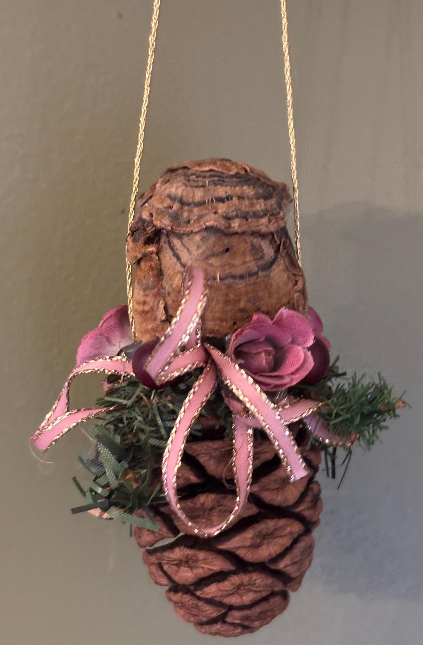 Vintage Owl in Pinecone Basket Ornament Gift For Her Lover Antiques and Vintage