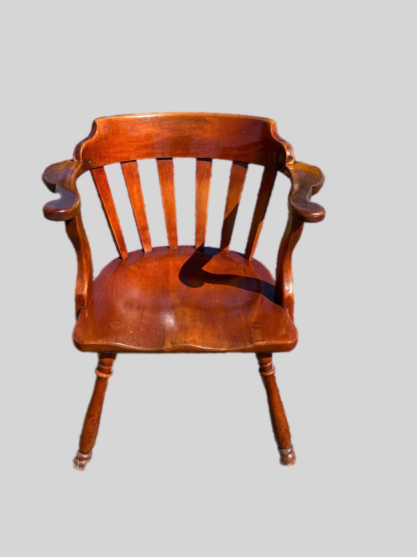 Vintage Cushman Colonial Captain's Chair: Rustic Barrel Back Armchair