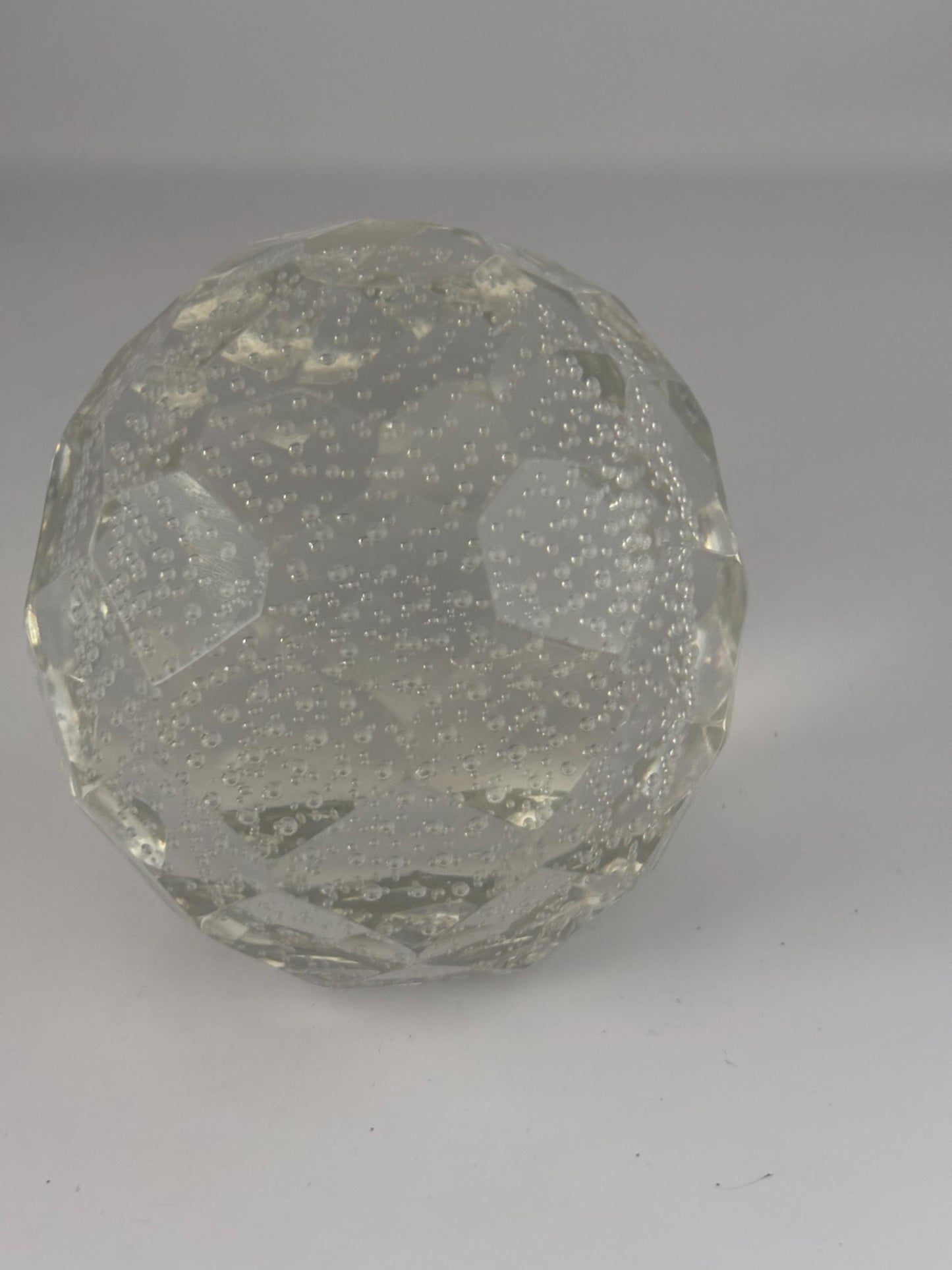 Vintage Murano Crystal Bullicante Glass Paperweight with Controlled Bubbles 3 Inch Diameter Art Deco