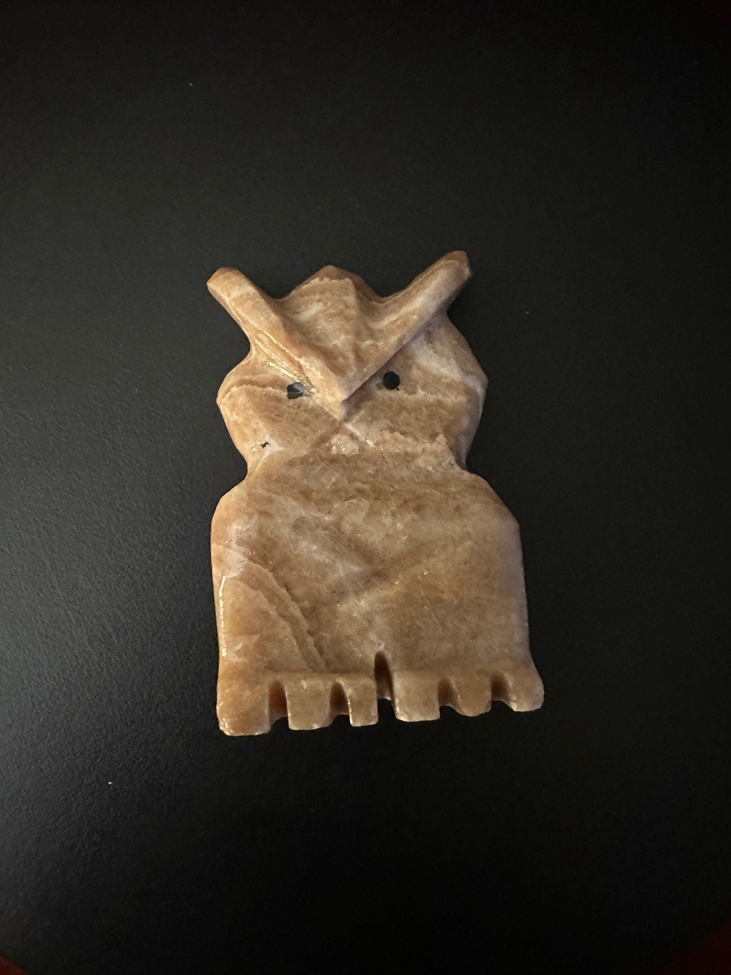 Vintage Alabaster Stone Owl Figure - Made in Italy
