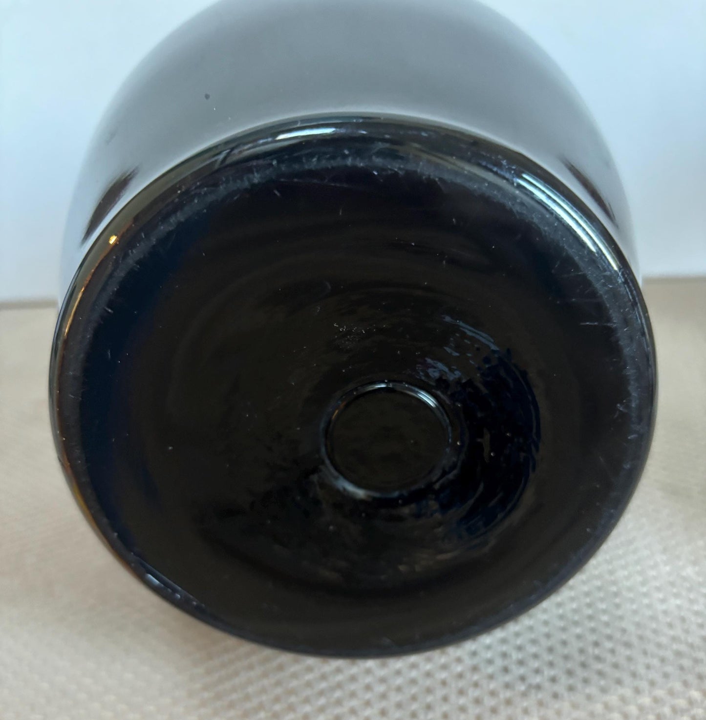 Vintage Black Lacquer Vase with Shiny Lacquer Glaze Glass Vase Lover Antiques and Vintage