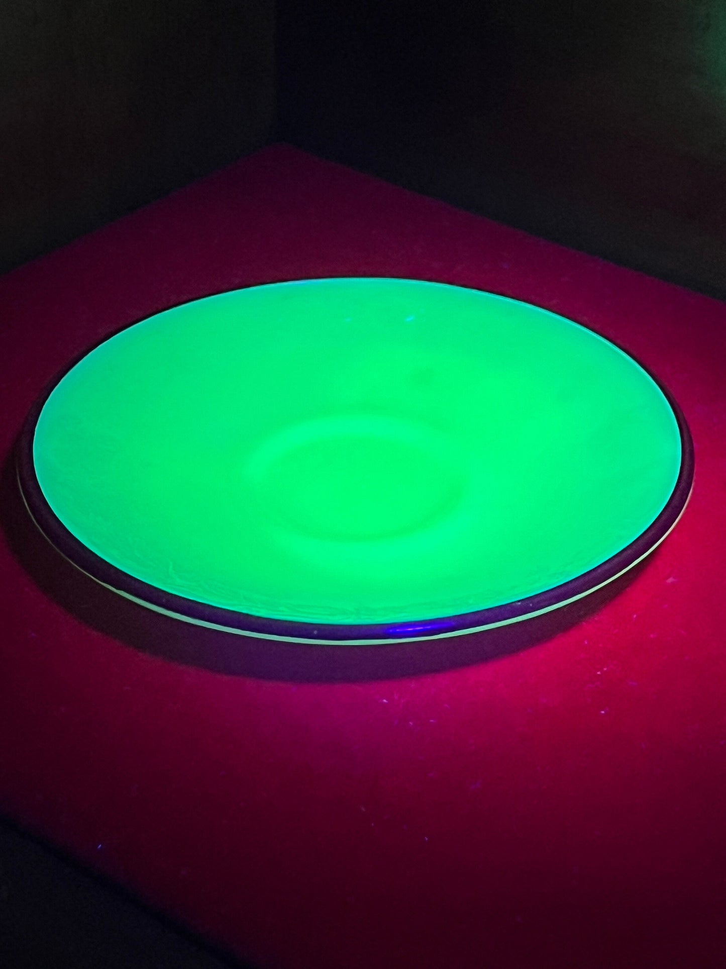 Vintage Uranium Glass Plate Saucer by McKee Glass Children’s Tea Set Laurel Red Trim Lover Antiques and Vintage