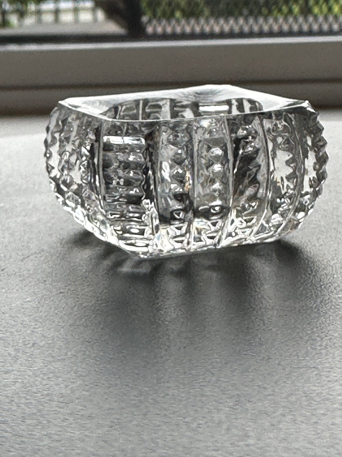 Vintage Clear Cut Crystal Glass Dish: Square Toothpick Holder, Sugar Dish
