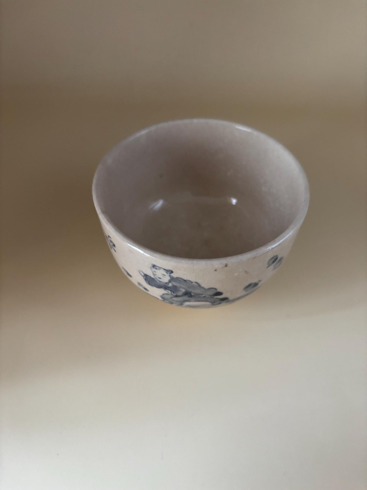 Antique Cobalt Blue Chawan Bowl, Karako Playing Boys Symbolizing Wish For Many Sons, Good Fortune
