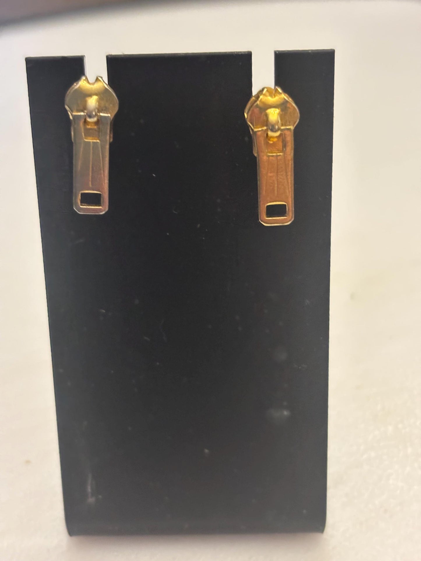Gold Zipper Earrings, Lover Antiques and Vintage