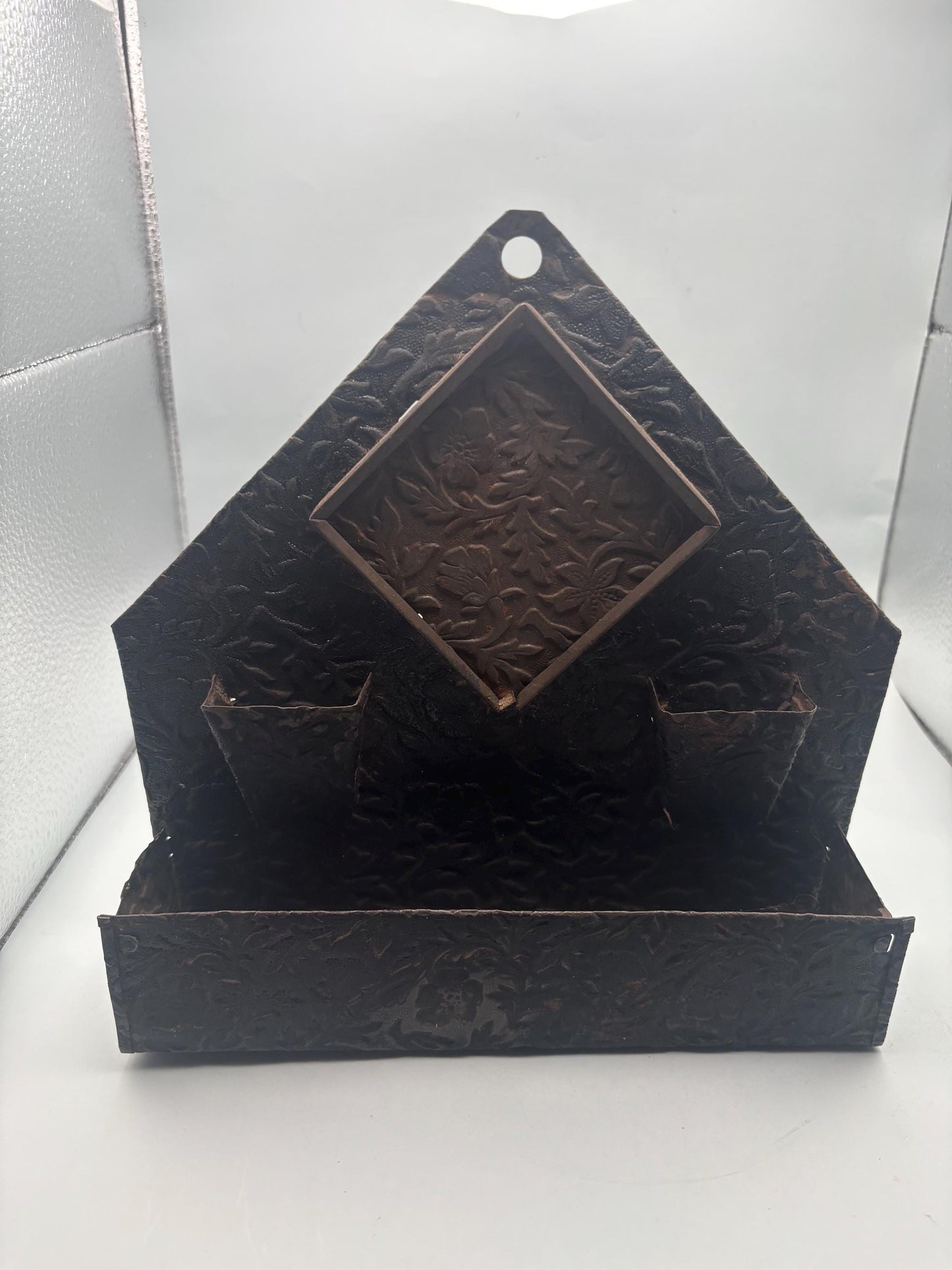 Vintage Embossed Copper Match Wall Mount Holder Kitchen Wall Rack Lover Antiques and Vintage