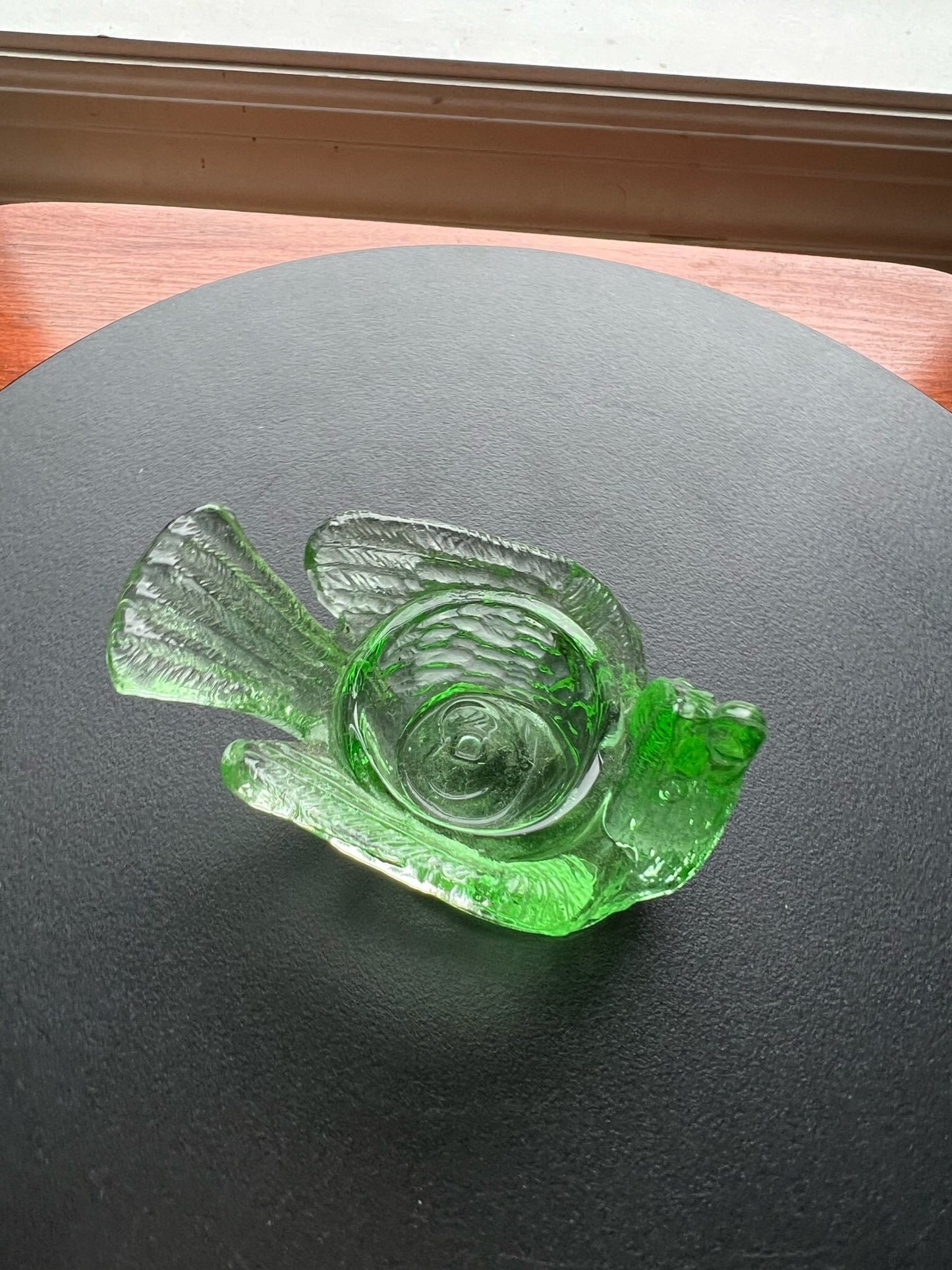Vintage Vaseline Green Glass Rooster Salt Cellar: Degenhart Art Glass
