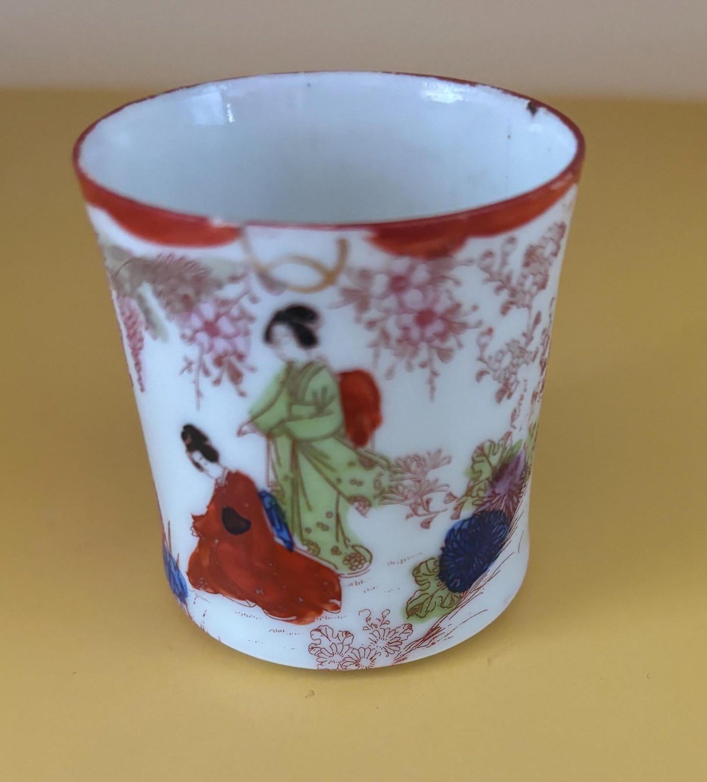 Antique Saké Cup Japanese Geisha Girls Cup Lover Antiques and Vintage