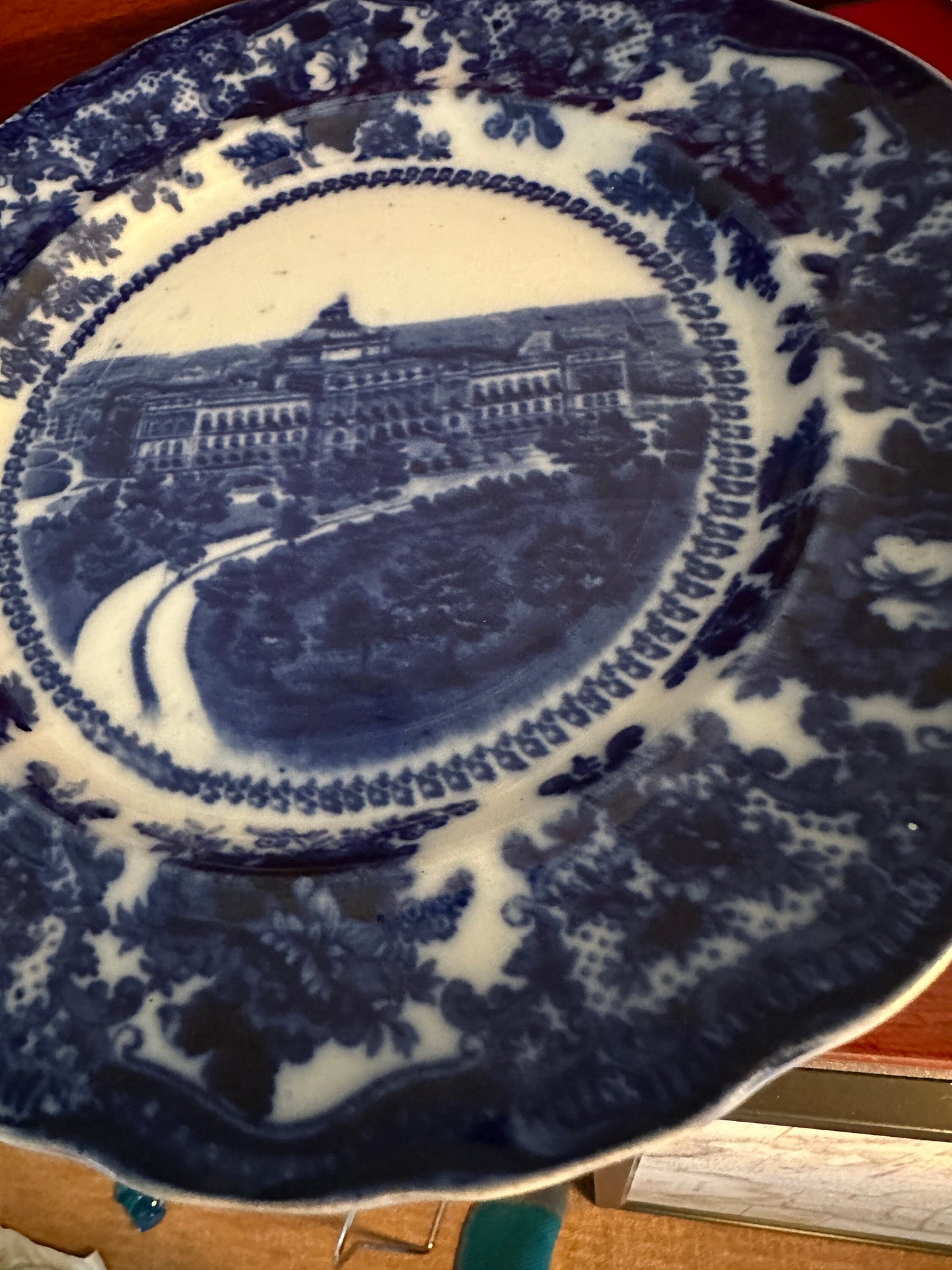 Vintage Flow Blue Plate: WM Adams Congressional Library, England