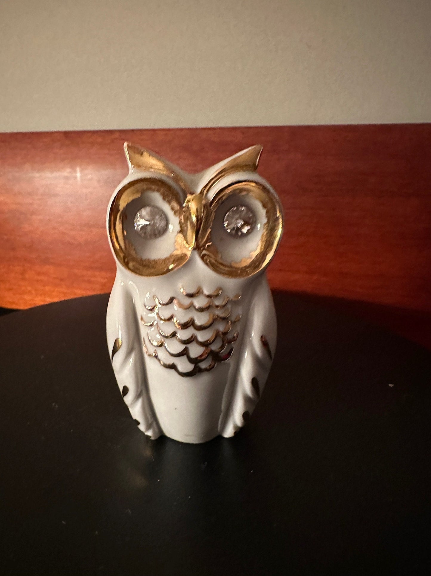 Vintage Capodimonte Porcelain Owl: Limoges, Swarovski Eyes, Made in Italy