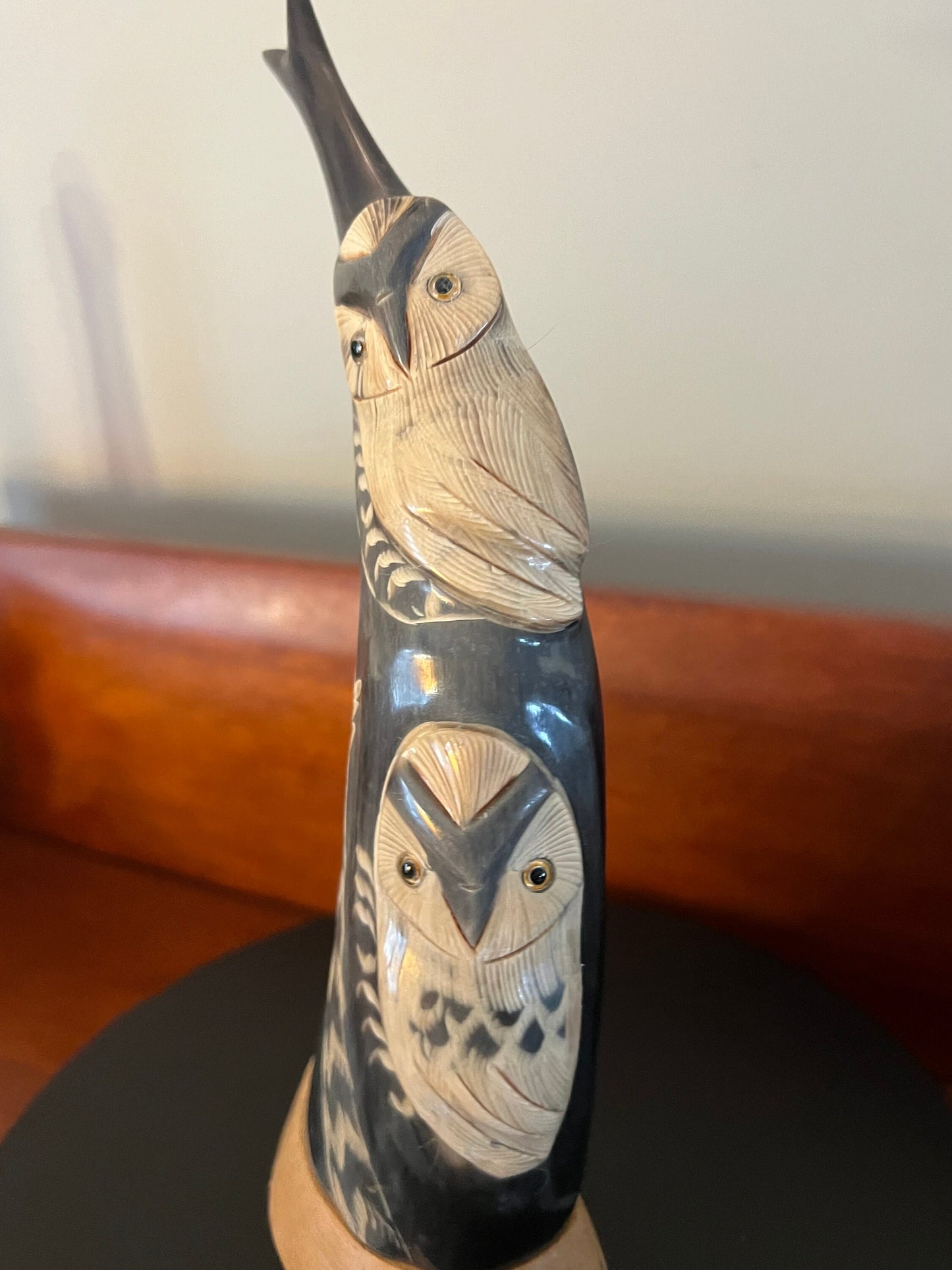 Vintage Twin Owls Sculpture, Hand Carved and Painted Owl Duo Figurine, Lover Antiques and Vintage