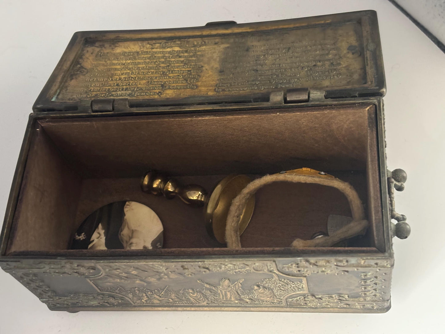 Antique Bronze Trinket Box: Battle of Lyndanisse, Danish Casket