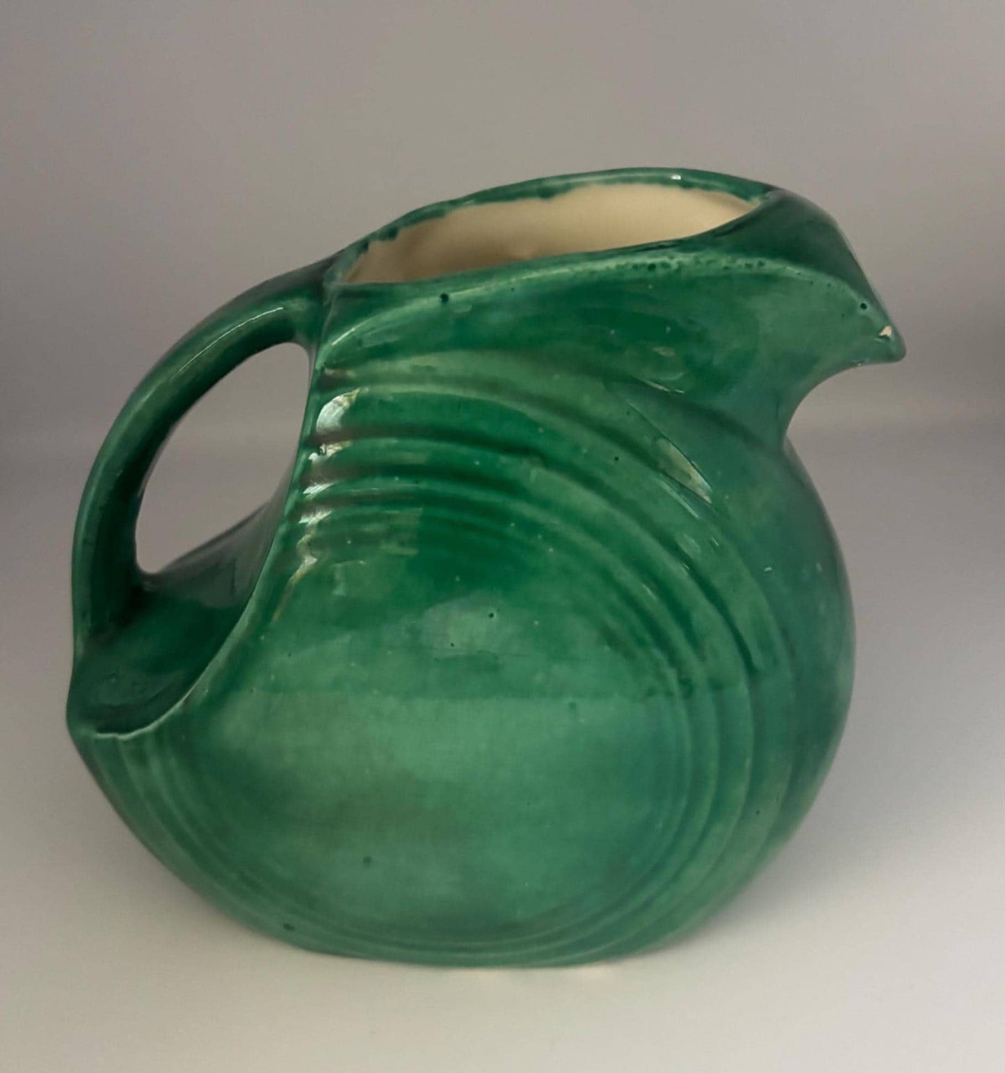 Fiesta Disk Pitcher, Fiestaware Forest Green Homer Laughlin, Lover Antiques and Vintage