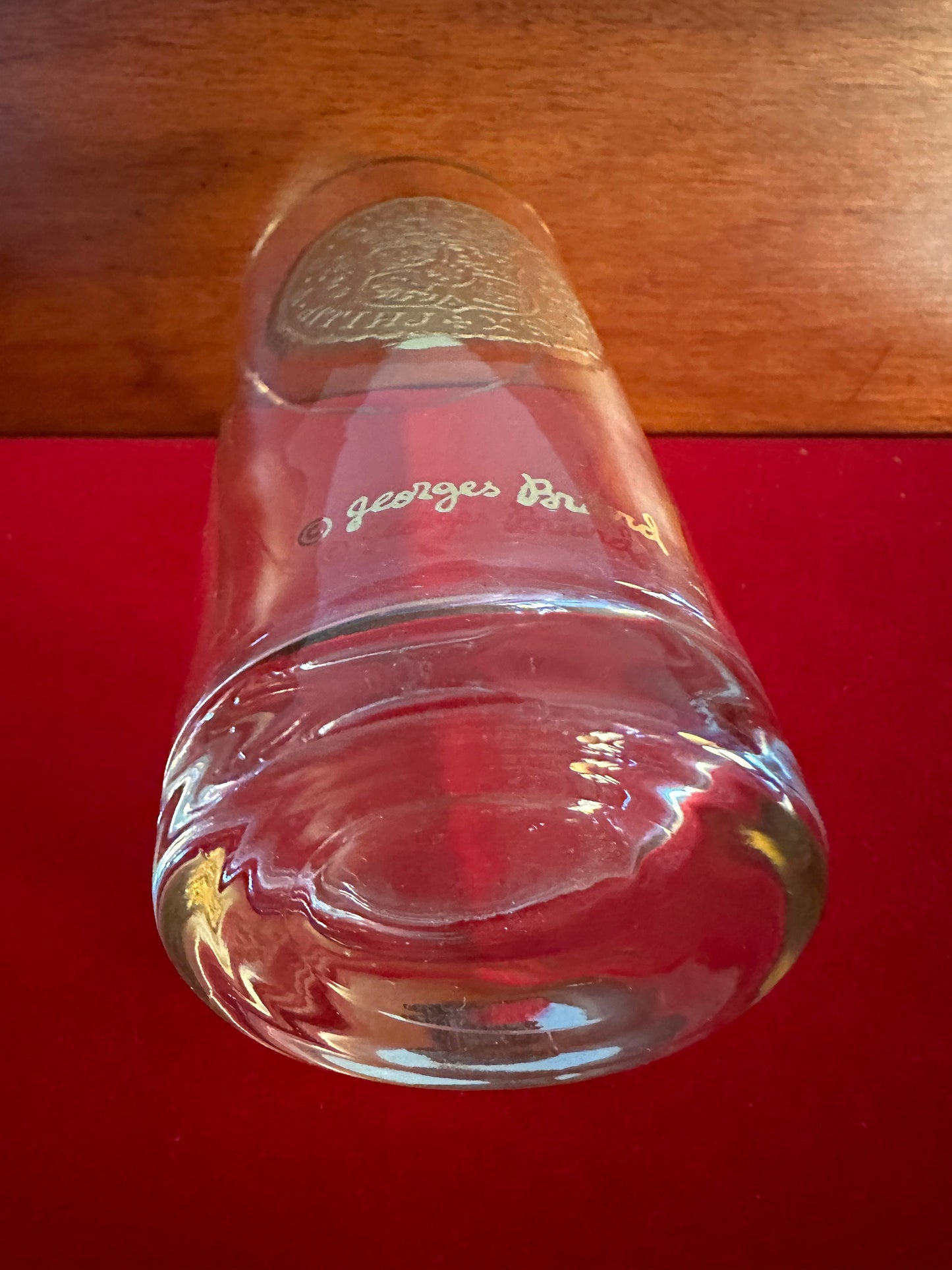 Vintage Georges Briard 24K Gold 5 1/2” Glass, 24K Glass High Ball Glass Dubloon Coin Design, Lover Antiques and Vintage