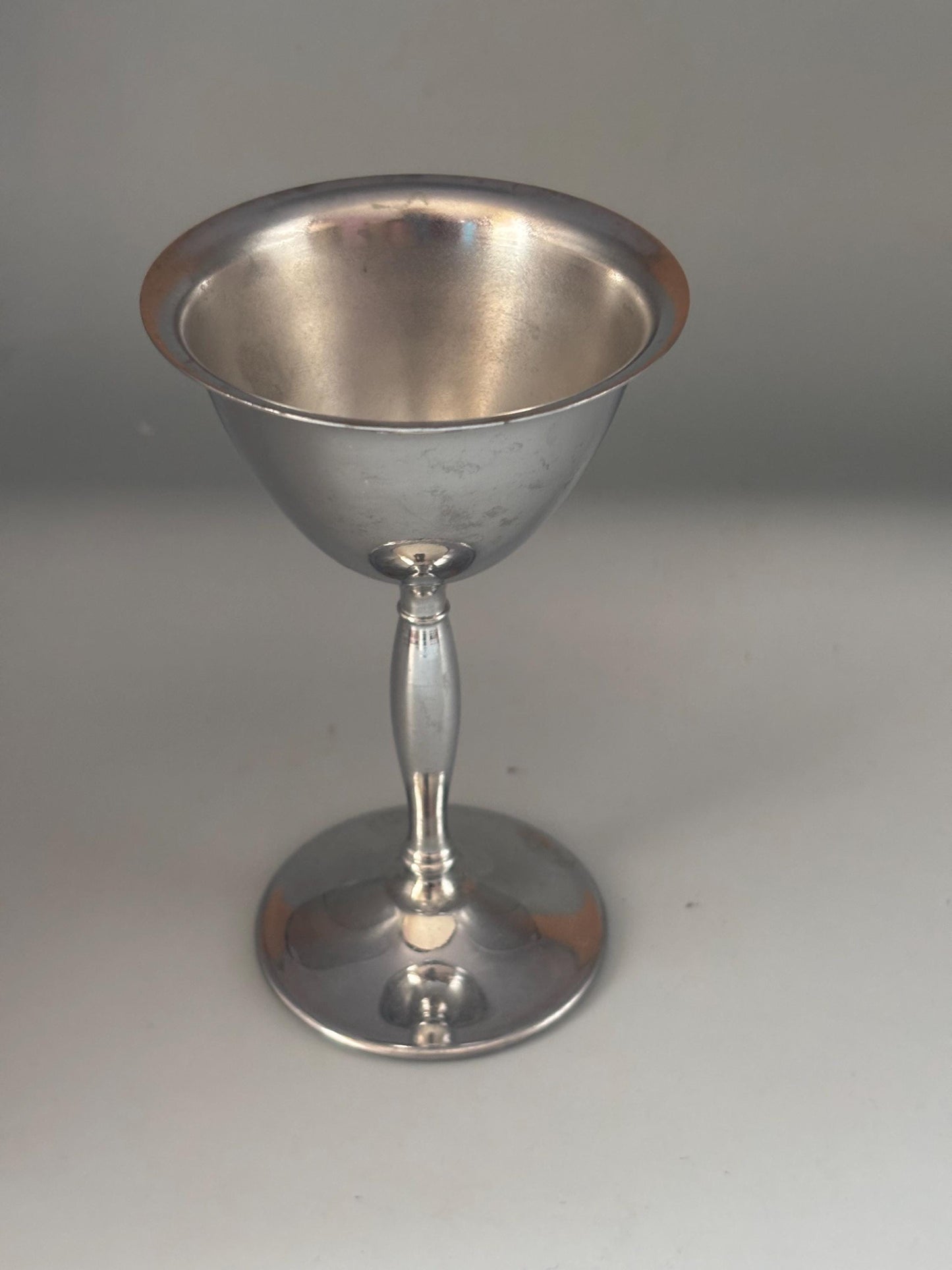 Stainless Chrome Stem Cordial Glass | Antique Silver Cup for Gift or Collecting