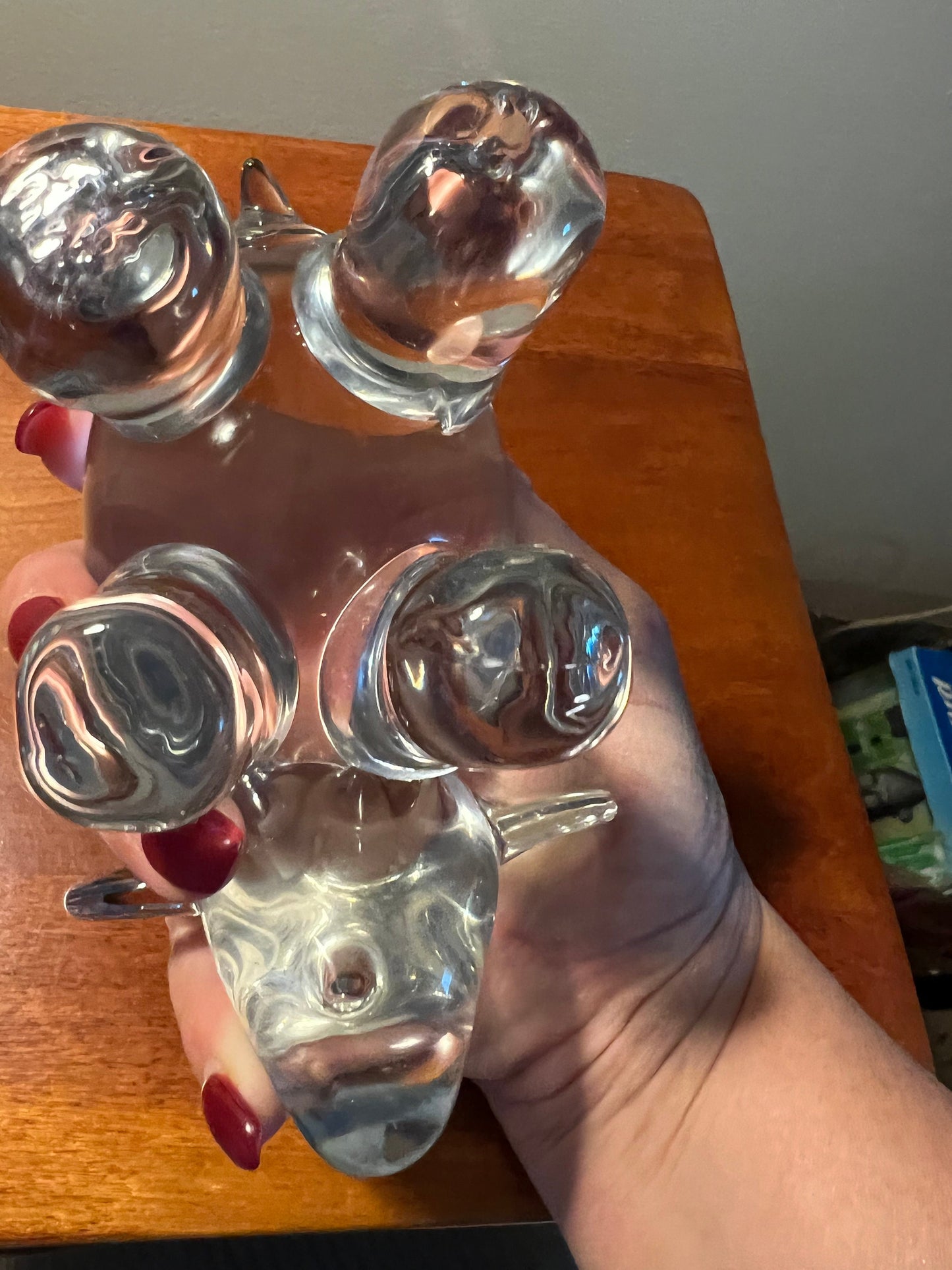 Vintage Art Glass Crystal Elephant with its trunk up lucky elephants Cartoon Style Glass Art Lover Antiques and Vintage