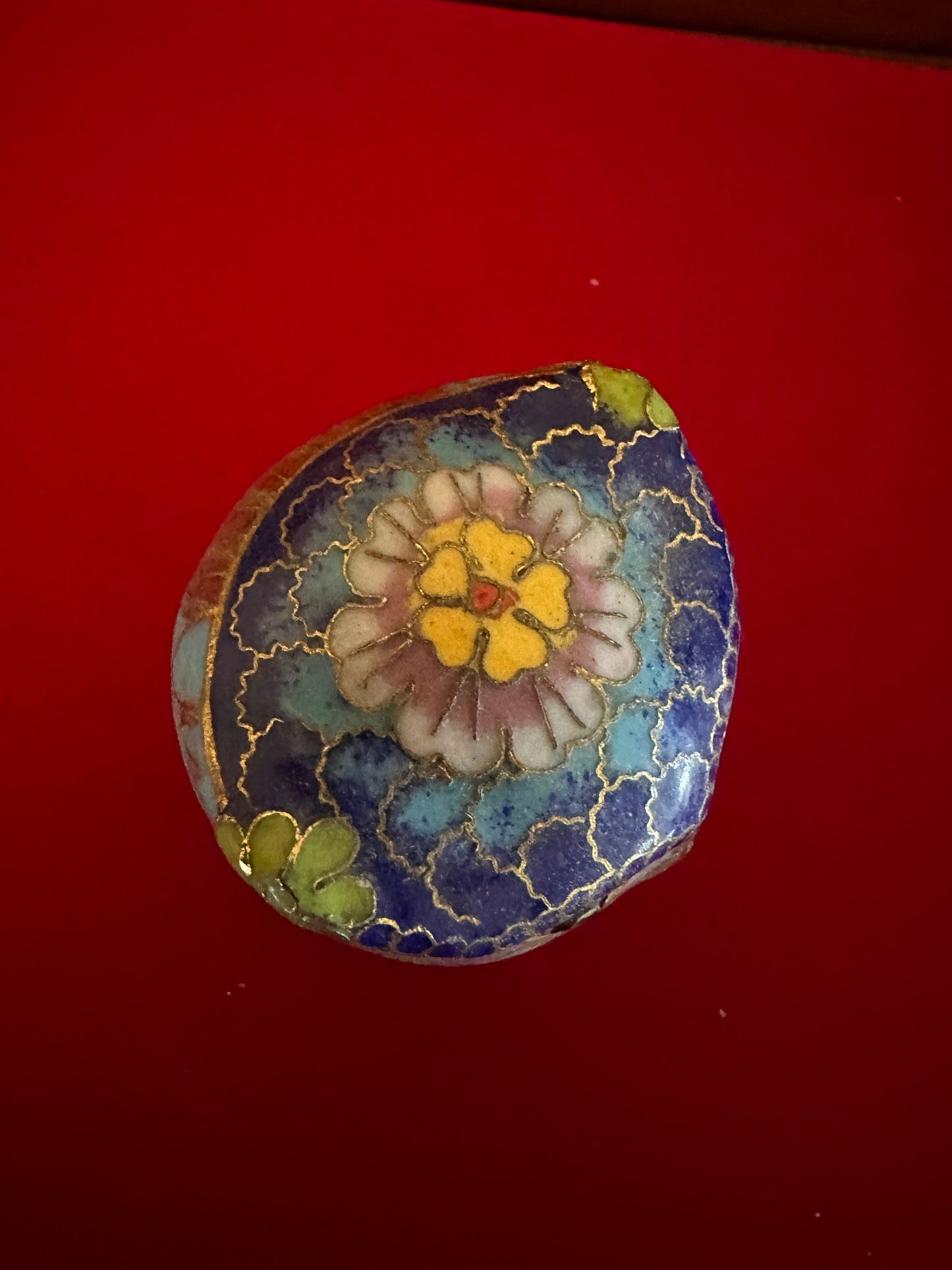 Vintage Cloisonné Enamel Owl Trinket Box: Cobalt Blue & Brass
