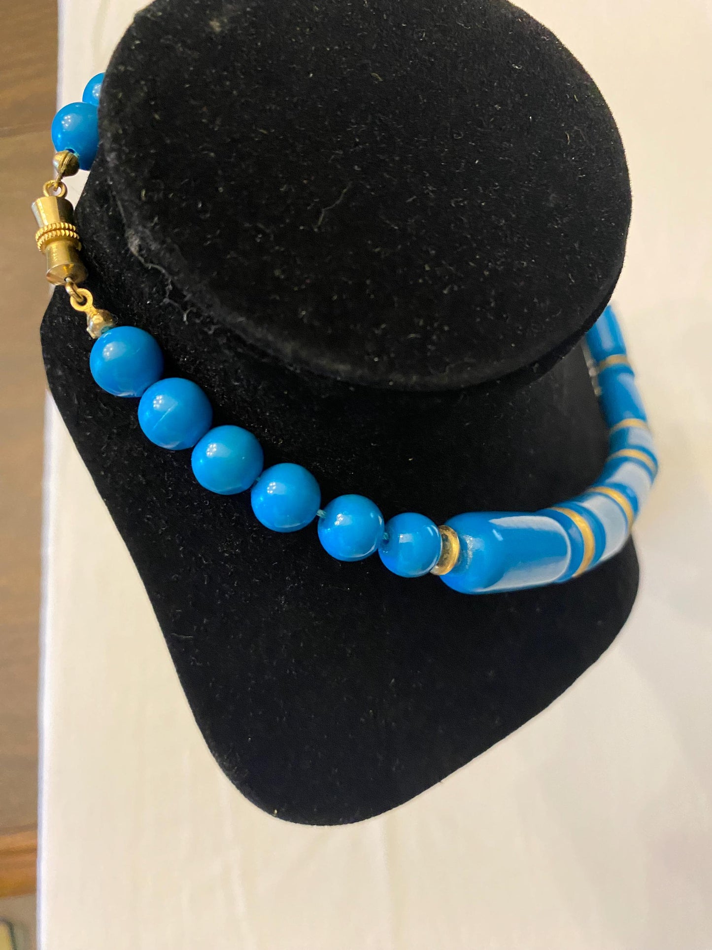 Vintage Electric Blue Necklace Geometric Style Jewelry Unique Gift Opportunity Lover Antiques and Vintage