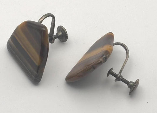 Vintage Tiger Eye Earrings, Unique Gift for Her, Handmade Tiger Eye Jewelry, Elegant Statement Earrings, Gift Idea for Lover