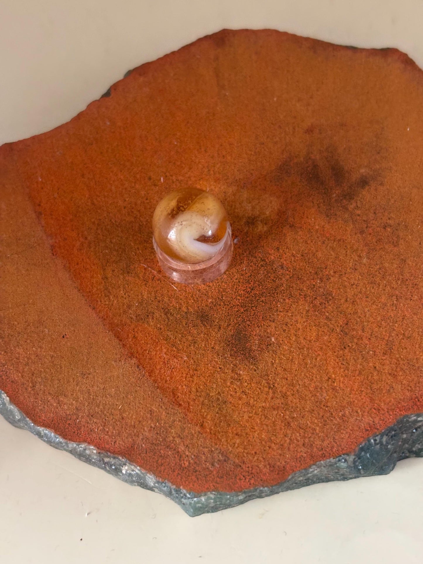 Vintage Caramel and White West Virginia Swirl Glass Marble Lover Antiques and Vintage